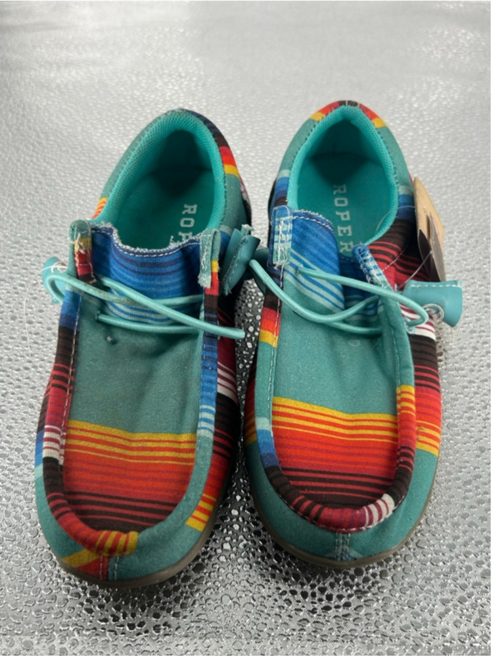 Girls Roper Moccasins 1 (Little Girl) Teal Multicolor